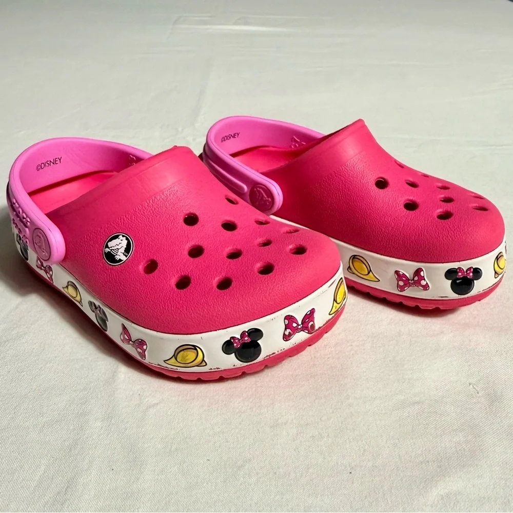 Crocs Disney Crocbands Minnie Mouse Clogs Girls 7 Slip Ons Paradise Pink Summer